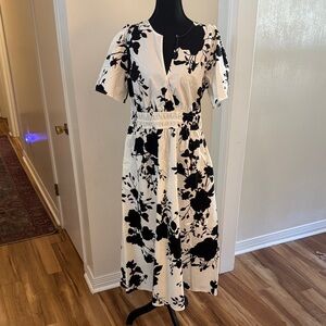Floral Black and White Dress